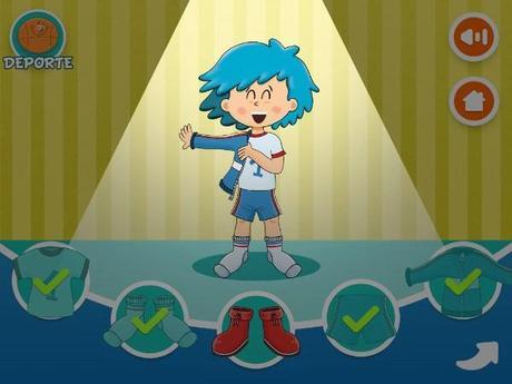 Ejemplo de animación al ponerse la chaqueta, el movimiento se acompaña de una locución que va narrando lo que hace el personaje 