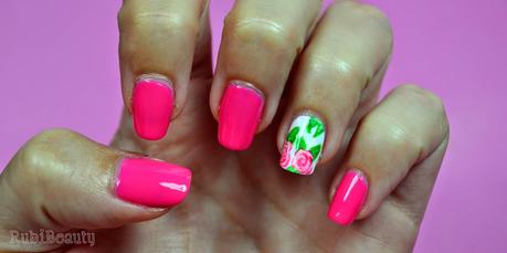 rubibeauty nail art design diseño uñas facil flores rosas