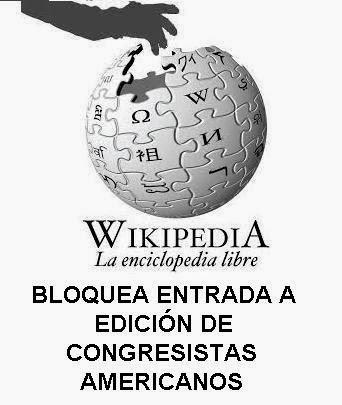 Wikipedia bloquea entrada a edición de los Congresistas Americanos