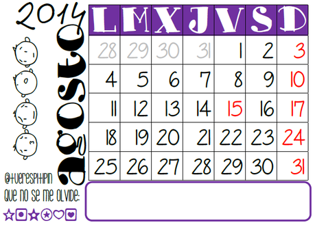 Calendario agosto 2014 {listo para imprimir}