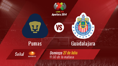 Trasmision en vivo Pumas vs Chivas Guadalajara Futbol Mexicano