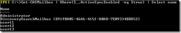 Get-CASMailbox - Activesync Habilitado