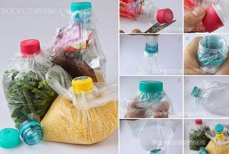 Cómo sellar una bolsa de plástico con el casquillo de la botella de agua