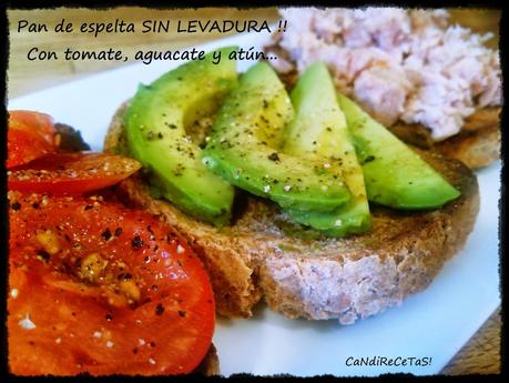 Pan con tomate, aguacate y atún... :) Magnífico pan de espelta integral ecológico sin levadura ni masa madre gracias a TuEcoBox!