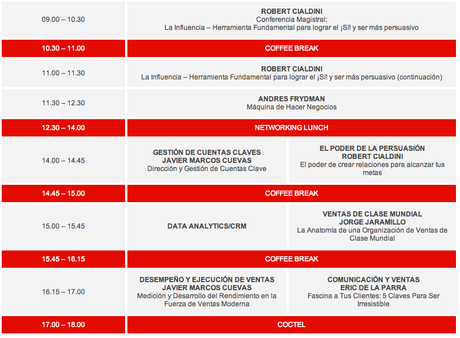 agenda marketing and sales marketing y ventas mercadeo y ventas Viernes 5 de septiembre – VENTAS seminarium ¿CÓMO DESARROLLAR EL PODER DE ATRACCIÓN DE TU NEGOCIO?