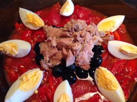 Ensalada de pimientos y tomates asados