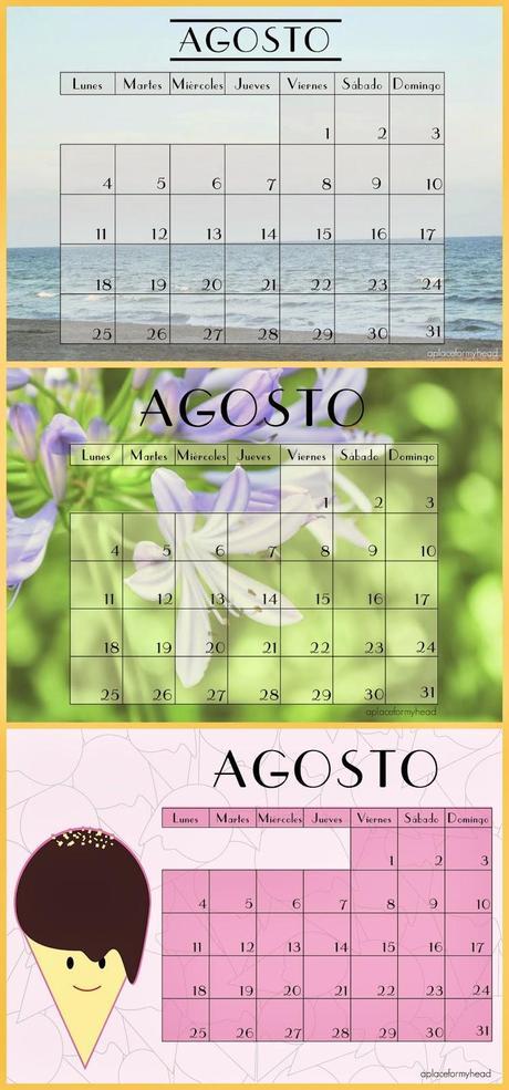 Freebie: Calendarios Agosto