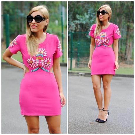 Fucsia dress.