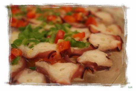Carpaccio de pulpo con vinagreta de lima y jengibre