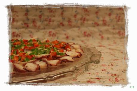 Carpaccio de pulpo con vinagreta de lima y jengibre