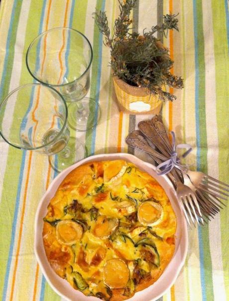 receta: clafoutis de calabacín y queso de cabra