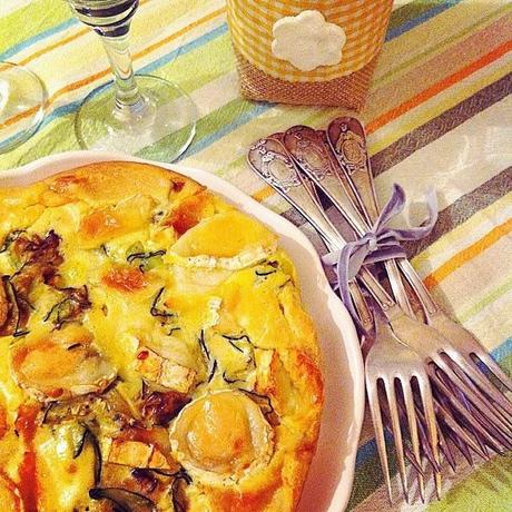 receta: clafoutis de calabacín y queso de cabra