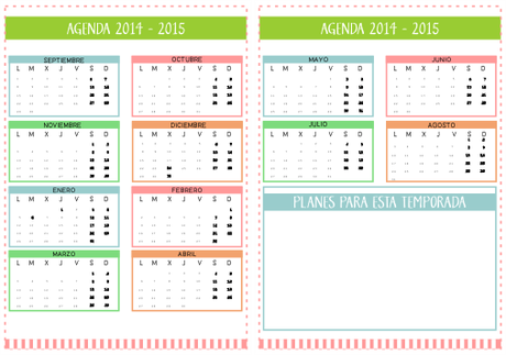 Agenda Motivadora Imprimible Temporada 2014-2015