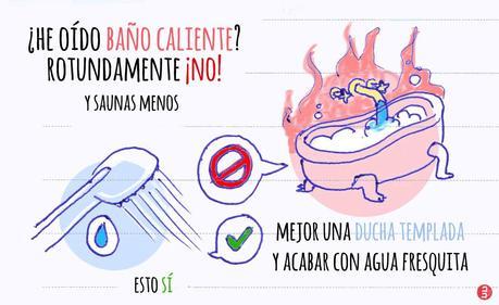 Igual que los baños calientes bajan la tensión arterial, los sitios cerrados sin corrientes de aire hacen lo mismo. Si haces deporte en la calle, que sea de noche o a primera hora de la mañana. Si haces deporte en un gimnasio, procura estar en una zona de ventilación. Ojo con los A/C: fresco sí, frío y cambios de temperatura NO.