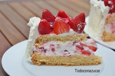 TARTA DE NATA Y FRESAS