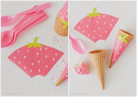 Conos de papel para helados - Fresa y sandía