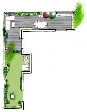 propuesta plano COLOR Jardín de diseño para un ático con estilo japonés para un amante del paisajismo