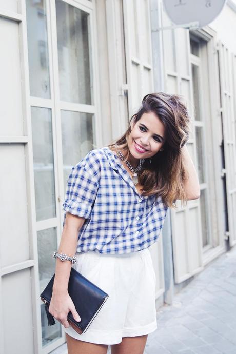 Tartan_Shirt-Olive_Clothing-White_Shorts-Outfit-Street_style-9