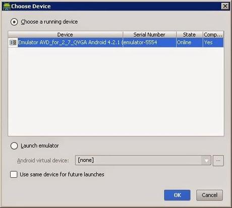 Android Studio, Choose Device