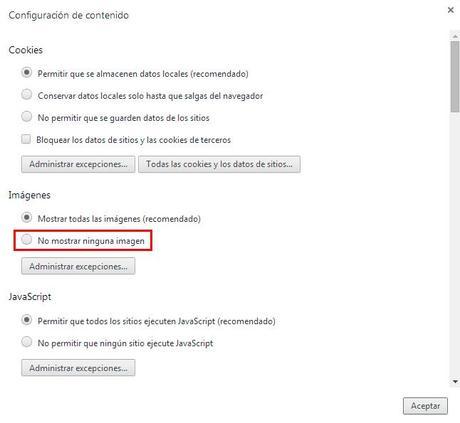 Como evitar la carga de imágenes en Firefox y Google Chrome