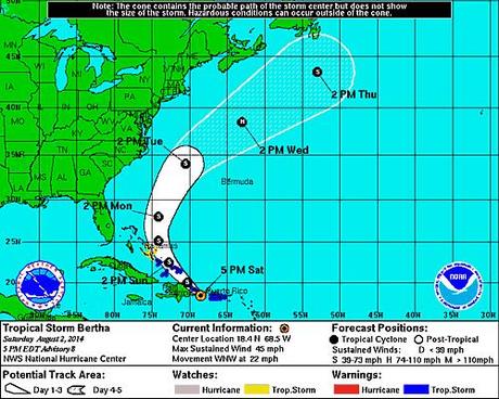 Ciclón Bertha escoge a Higuey para entrar a RD.