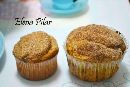 Muffins de plátano, mantequilla de cacahuete y chips de chocolate (Y mega muffin!!!!)