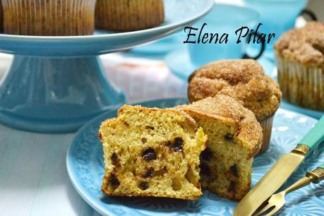 Muffins de plátano, mantequilla de cacahuete y chips de chocolate (Y mega muffin!!!!)