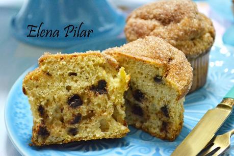 Muffins de plátano, mantequilla de cacahuete y chips de chocolate (Y mega muffin!!!!)