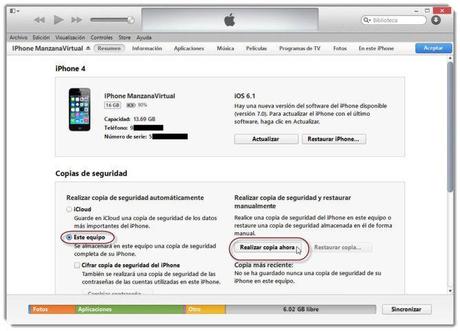 Cómo hacer copia de seguridad de tu iPhone, iPad o Ipod con el iTunes 11