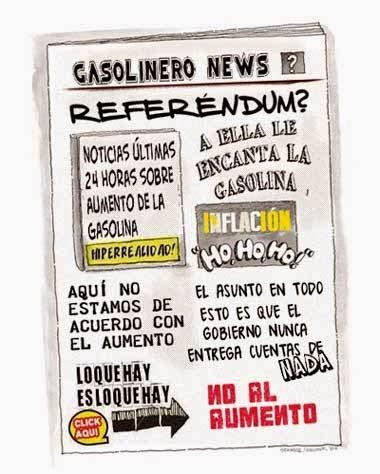 Front page tipo cómic aumento gasolina Venezuela