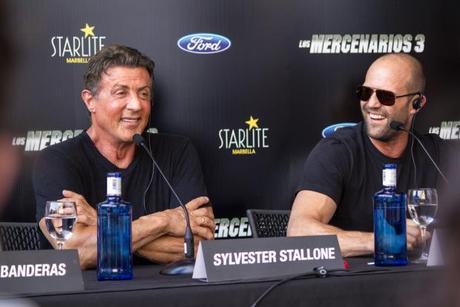 Sylvester Stallone y Jason Statham en el estreno de Los Mercenarios 3