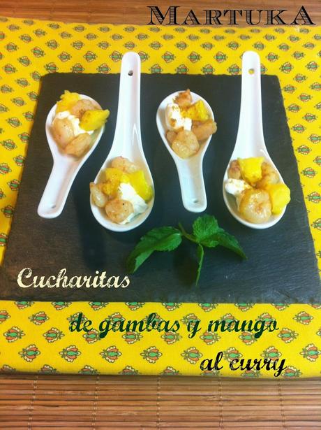 Cucharitas De Gambas Con Mango Al Curry