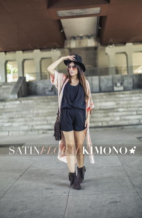 street style barbara crespo kimono front row shop sendra boots jumpsuit black fashion blogger outfit blog de moda