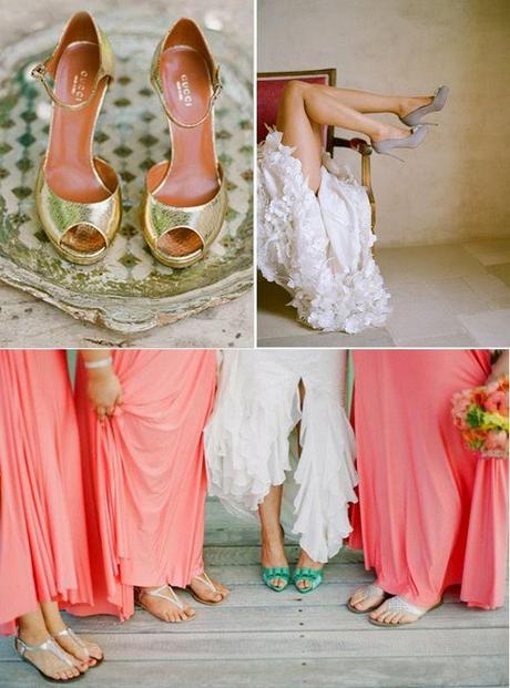 Novias con zapatos de colores