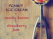 Helado crema cacahuete bacon caramelizado mermelada fresa