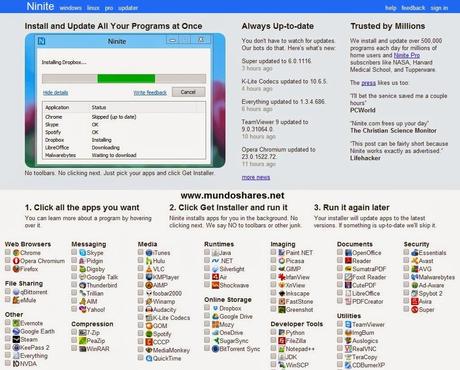 Instalar programas online - Ninite