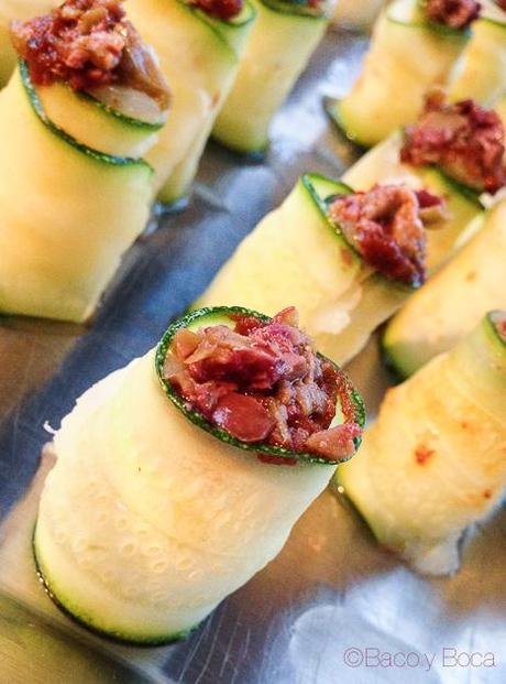 Calabacin, bacalao, olivada y sal ahumada