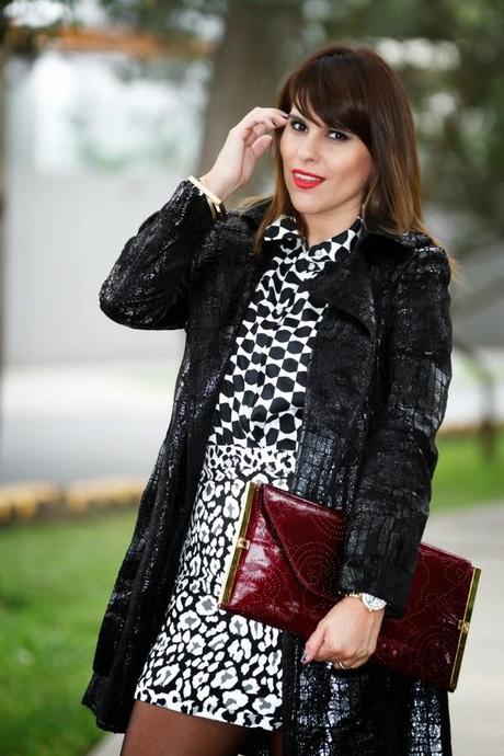 falda estampada, camisa , blusa, Nora Lozza, colombia, saco negro, fashion