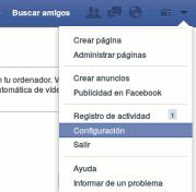 Facebook Configuración menú