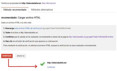 Verificar un sitio a Google Webmaster Tools