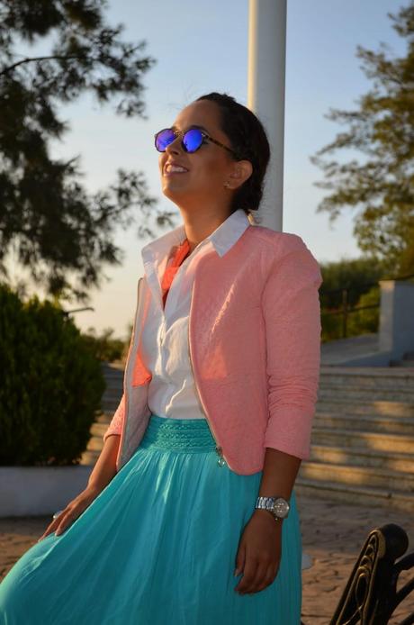 Outfit - Long Turquoise Skirt