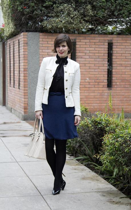 Mis Looks - Doble lazo azul, negro y blanco