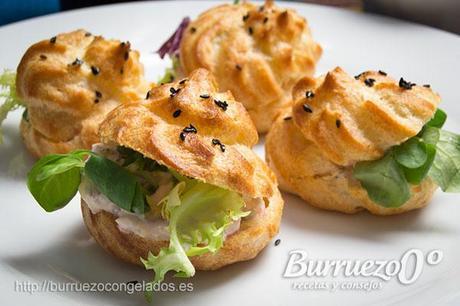Profiteroles salados, rellenos de anchoas y queso de Burruezo congelados Profiteroles salados, rellenos de anchoas y queso de Burruezo congelados