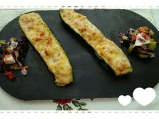 CALABACINES RELLENOS DE GAMBAS,RAPE Y ATÚN