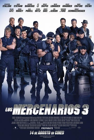 Cartel de Los mercenarios 3 (The Expendables 3), película, acción, humor, crítica