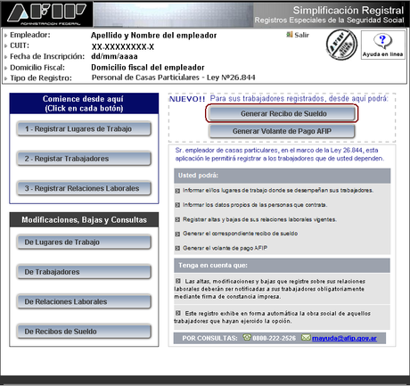 Guía a la registración como empleador de Casas Particulares.