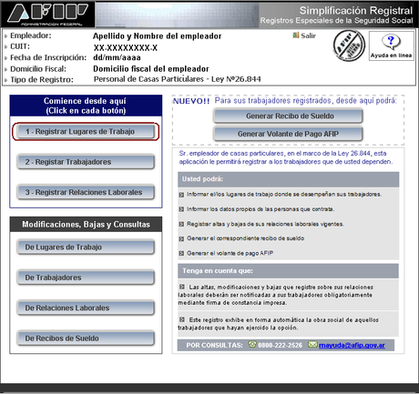 Guía a la registración como empleador de Casas Particulares.