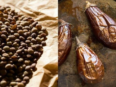 LENTEJAS CON BERENJENAS ASADAS  Y TOMATES SECOS