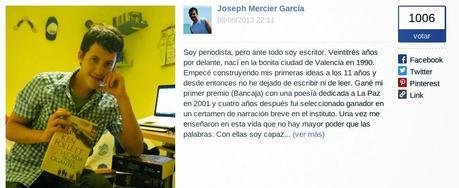 Joseph Mercier, ganador del concurso de ‘Tu Historia Me Gusta’, publicará con viveLibro