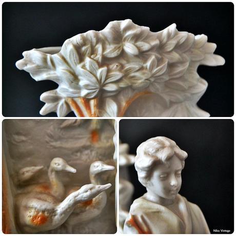 porcelana, Biscuit, francesa, jarron, conjunto escultorico, porcelana Bisculit, figura